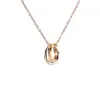 Joyería Transfronteriza Moda Europea y Americana Tendencia Collar de Acero de Titanio para Mujer Anillo de Tres Anillos Entrelazados Elegante Versátil Collar que Conserva el Color