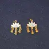 Colgante Auspicioso Tradicional de Loto con Goteo de Oro Pulsera de Cuerda Trenzada Hecha a Mano Accesorios de Joyería con Cuentas Adorno Colgante