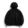Jaqueta com capuz retro lavada Rumeng Primavera e Outono, unissex, streetwear moderno, corte solto, casual, peça externa versátil