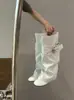 Nuevas botas de otoño para mujer con accesorios metálicos, de tacón alto, hasta el muslo, botas de moda de nicho