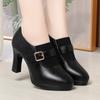 Sapatos Femininos Elegantes de Corte Profundo para Mulheres de Meia-Idade e Idosas, Sapatos Versáteis de Cor Sólida com Salto Alto para Mulheres Baixas, Novos Modelos de Sapatos Femininos de Primavera e Outono 2026