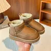 Botas de nieve para niños, nueva colección de invierno 2025: botas de algodón gruesas con forro polar para niñas, zapatos grandes de algodón impermeables para exteriores para niños, de suela suave