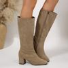 Exportação Transfronteiriça Outono e Inverno Novos Botas de Cano Largo Bico Fino Salto Grosso Acima do Joelho Simples Emagrecedoras Botas de Montaria Estilo Passarela