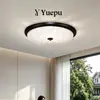 Luz de Techo para Dormitorio 6 Nuevo Marco Negro Estilo Italiano Minimalista Lujo Ligero Cristal Redondo Espectro Completo Protección Ocular Iluminación de Habitación Hierro