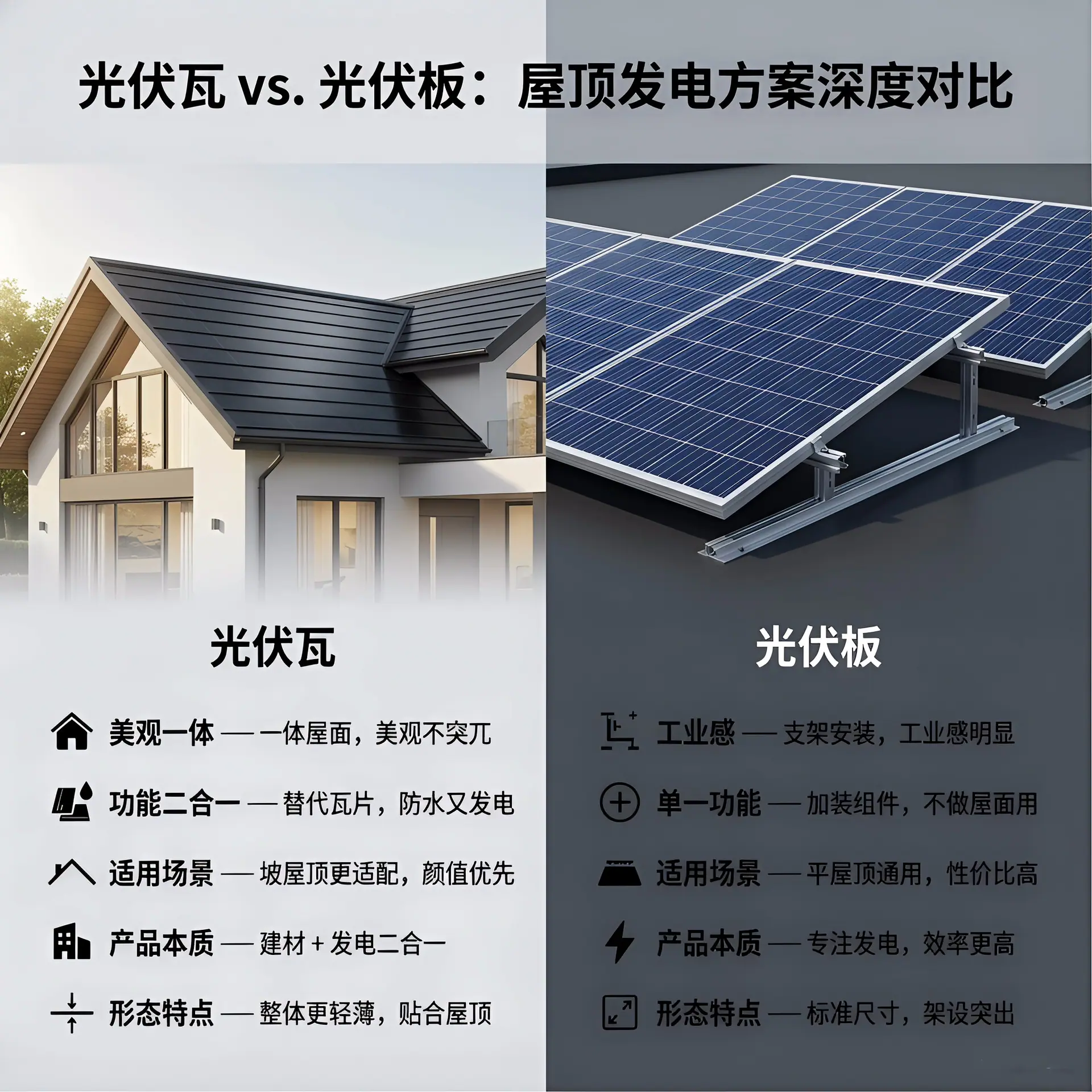 光伏瓦与光伏板区别