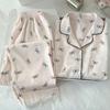 Pijama de Lujo Ligero Coreano para Mujer Verano Nuevo Lazo Manga Corta Delgado Holgado Conjunto de Ropa para el Hogar Toma Real Venta al por Mayor