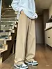 Pantalones Casuales de Algodón Lavado de Color Sólido para Hombre, Pantalones de Pierna Ancha Rectos Sueltos Vintage de Otoño, Pantalones de Trabajo Juveniles Versátiles de Moda