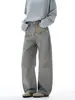 Ropa Muxi Otoño/Invierno Nueva Marca de Moda Americana High Street Jeans Curvos con Flores Bordadas Pantalones de Trabajo de Pierna Ancha para Hombre