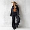 Conjunto de Camisa y Pantalones 2025 Estilo Europeo y Americano Primavera y Verano Camisa Holgada de Manga Larga Conjunto Casual para Mujer