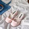 Sandálias Fechadas de Salto Grosso Estilo Francês para Mulheres, Novidade Verão 2026 Sandálias de Salto Alto de Tira Única com Laço Doce para Combinar com Vestidos