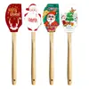 Raspador de Silicona Impreso Mango de Madera Raspador de Silicona Impreso Raspador de Silicona Papá Noel de Navidad