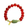 Pulsera de Ágata Roja Natural Juanyu Jade Hetian Agua Clara Pulsera Pixiu Jade al por Mayor S5120502