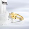 Anillo doble C de plata esterlina s925 para mujer, estilo de chica delgada, moda, diseño de nicho, sentido del diseño, coche, flor, brillante, anillo para el dedo índice, pulsera