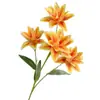Flores Artificiales con 4 Lirios de Doble Pétalo, Flores Falsas para Celebraciones de Bodas, Accesorios para Montaje de Escenarios, Decoraciones Florales, Marcadores de Pasillo, Flores para Exteriores