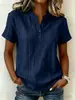 Sitio Independiente Transfronterizo 2026 Amazon Verano Holgada Casual Popular Estampada Botones Cuello Alto Manga Corta Camisa para Mujer