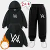 Conjunto de Dos Piezas con Sudadera con Capucha y Pantalones Deportivos Forrados de Polar para Estudiante Hombre, Mismo Estilo que Dj Alan Walker Alanwalker Jiahao