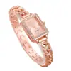 2025 Nuevo Reloj Pulsera de Moda Decorativo Transfronterizo para Mujer con Esfera Cuadrada Incrustada de Diamantes y Movimiento de Cuarzo, Venta al por Mayor