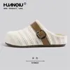 Pantuflas de Media Punta Tejidas Globales con Cubierta para Dedos para Mujer 2026 Nuevas Sandalias Casuales de Verano Perezosas para Exteriores con Suela Gruesa Estilo Birkenstock