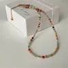 Colar de Contas de Cristal de Pedra Natural Colorido Dopamina de Verão Design de Nicho Versátil Corrente de Pescoço Corrente de Clavícula Feminina