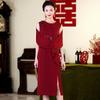 Nuevo cheongsam chino vestido de brindis banquete de boda vestido de mamá temperamento elegante vestido rojo vino [8862]]