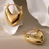 Pendientes Huecos con Diseño de Corazón de Acero Inoxidable con Baño de Oro Real de 18 Quilates, Pendientes de Alta Gama para Mujer