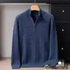 Lujo de alta gama~Suéter 100% cachemira pura para hombre, cuello semi-alto, suéter de punto con cremallera