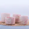 Taza de cera de cerámica con patrón de mármol rosa y blanco, forma recta, frasco de vela vacío para aromaterapia DIY