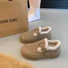 Botas de Neve Forradas com Lã para Mulheres, Sapatos de Inverno para Mulheres, Sapatos Birkenstock, Sapatos de Algodão Quentes Espessados, Sapatos Peludos com Solado Grosso que Aumentam a Altura, Mocassins para Mulheres