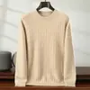 Suéter de Cashmere Gola Redonda para Homens no Inverno, Cashmere Base de Cor Sólida Espesso e Versátil, Suéter Popular para Meia-Idade deste Ano
