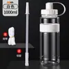 Botella de Agua Grande de Plástico Resistente a Altas Temperaturas, Taza Deportiva Portátil para Exteriores, Botella Espacial con Popote Resistente a Altas Temperaturas