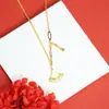 Nova Corrente para Clavícula Dourada Areia Vietnamita Simples com Pingente de Escama de Dragão Folha de Ginkgo Borla Colar Joias de Luxo Leve para Mulheres Fabricante Atacado