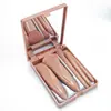 Kit de Maquillaje Portátil Set de 5 Piezas con Espejo Rosa Pastel, Ideal para Viajes y Regalo Perfecto (Incluye Brochas Suaves + Estuche Compacto)