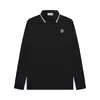 Camisa Polo Clásica de Verano Cross-Border Stone Bordado con Logo Pequeño Camiseta de Manga Larga Holgada Business Casual Unisex Moderna