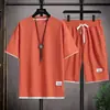 Traje deportivo de verano transfronterizo para hombre de manga corta, camiseta y shorts de corte holgado, ropa de tejido gofrado, atuendo casual versátil para hombre