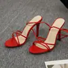2025 Sandalias de Tacón Ultra Alto con Cruz para Deseos de Talla Grande, Comercio Exterior Europeo y Americano, Peep-Toe con Correas Envolventes y Tacones Finos