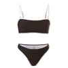 Traje de baño Texture Spicy Girl para mujer, bikini de dos piezas sin tirantes con bloques de color simples, para chicas de pecho pequeño, estilo europeo y americano