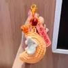 Feliz Festival de Mediados de Otoño 2026 Nuevo Modelo Llavero Colgante de Conejo de Lana, Etiqueta con Diseño de Flor y Luna, Decoración para Bolso, Pequeño Regalo