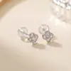 Brincos de Prata Esterlina S925 Yuebao Jewelry Trevo de Quatro Folhas Vazado com Moissanita Design Simples Fresco de Nicho Ornamentos de Orelha de Prata