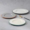 Kaibaiya Prato para Jantar de Bife Ocidental Prato Raso Redondo Imitação de Porcelana Prato de Melamina A5 Restaurante Louça