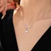 Collar Colgante de Cadena Cuadrado de Circonita Super Brillante con Forma de Gota de Agua, Cadena de Clavícula Moderna y Sencilla, Lujo Ligero, Sensación de Alta Gama, Accesorio Versátil