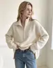 Suéter minimalista de gola alta para mulheres, estilo europeu e americano, com design de barra lateral fenda, pulôver de tricô, nova coleção de outono