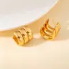 Novos Brincos Geométricos Simples de Aço Inoxidável Estilo Retro Europeu e Americano Modernos Leve Luxo Temperamento Personalidade Versátil Ornamentos para Orelha