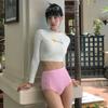 Coreia do Sul Ins Slim-Fit Slimming Manga Comprida Secagem Rápida Simples Conservador Cintura Alta Cobrindo a Barriga Split Maiô para Mulheres Surf Maiô