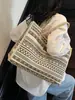 Bolsa Tote de Lona Grande Capacidade Estilo Étnico Retrô, Bolsa de Mão Simples e Fashion para o Dia a Dia da Mamãe, Bolsa de Ombro para Trabalho