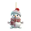 Boneco de Neve Fofo Desenho Animado Árvore de Natal Pingente Plano 2D Decoração de Natal Transfronteiriça Pingente de Carro Novo Produto Ornamento