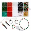 Conjunto de Caixa Temática de Natal com 15 Compartimentos com Miçangas de Vidro 3mm para Brincos e Pulseiras de Natal, Materiais para Artesanato com Miçangas DIY