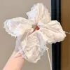 Pañuelo cuadrado estilo casual, scrunchie, lazo de encaje para el pelo, diadema dulce, accesorio para el cabello de alta gama a la moda para mujeres