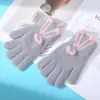 24 guantes de dedo de conejo nuevos de dibujos animados pelo de visón guantes de cinco dedos para mujer gruesos de invierno cálidos venta al por mayor