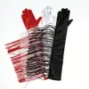 Guantes Largos de Satén con Borlas Cruzadas Europeos y Americanos Accesorios para Ropa de Performance de Baile Latino y Jazz Guantes de Satén para Boda