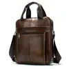 Maletín de Cuero Genuino para Negocios, Bolso de Mano Simple Vertical para Hombre, Bolso de Mano de Piel de Vaca de Primera Capa, Bolso Cruzado para Documentos